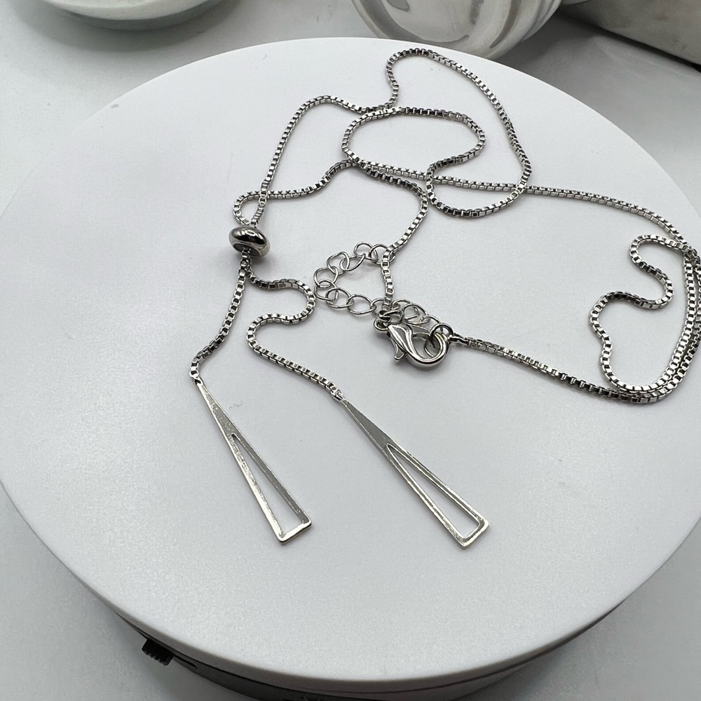 Y-Shaped Hollow Pendant Stainless Steel‎ Necklace NEW